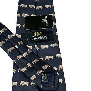 Jim Thompson elephant print 100% Thai silk tie - NWT ELEPHANT PRINT TIE
